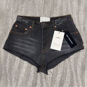 NWT One Teaspoon High Waist Cheeky Denim Recycled Black Cutoff Shorts Women’s 25